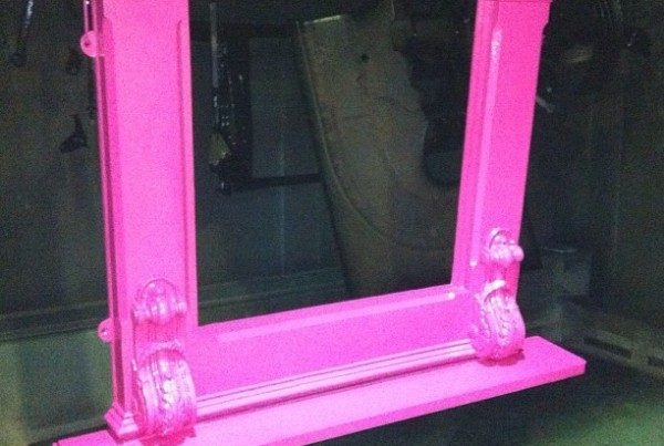 Refurbished fireplace #powder-coated bright pink